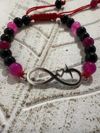 Agat Roz - Brățară EA din agat roz și onix – Infinit Iubire