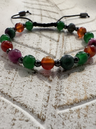Jad Verde - Brățară Jad, Carneol, Rubin și Hematit – energie vibrantă