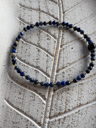 Brățară Lapis Lazuli cu tuburi Argint 925  – Delicată & Elegantă [3]