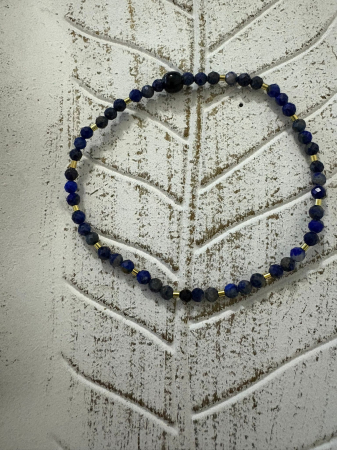 Brățară Lapis Lazuli cu tuburi Argint 925  – Delicată & Elegantă [4]