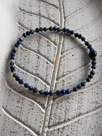 Lapis lazuli - Brățară Lapis Lazuli cu tuburi Argint 925  – Delicată & Elegantă