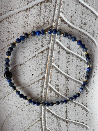 Brățară Lapis Lazuli cu tuburi Argint 925  – Delicată & Elegantă [2]