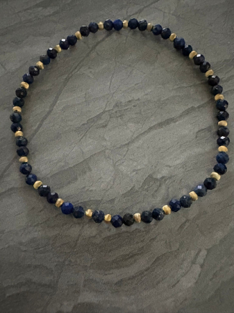 Brățară Lapis Lazuli Fațetat 4mm cu Bile Argint 925 Placate cu Aur – Eleganță & Energie [1]