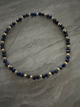 Brățară Lapis Lazuli Fațetat 4mm cu Bile Argint 925 Placate cu Aur – Eleganță & Energie [2]