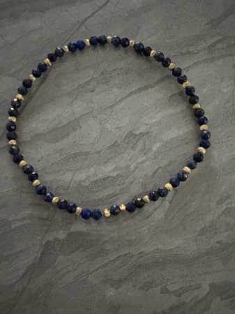 Brățară Lapis Lazuli Fațetat 4mm cu Bile Argint 925 Placate cu Aur – Eleganță & Energie [3]