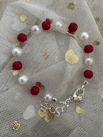 Produse - Brățară mărțișor coral perle nailon