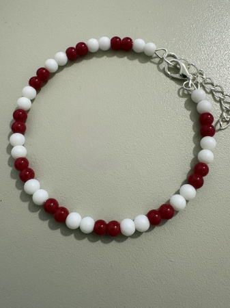 Brățară Mărțișor – Onix Alb și Coral 4mm [1]