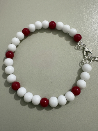 Brățară Mărțișor – Coral și Onix Alb 6mm [1]