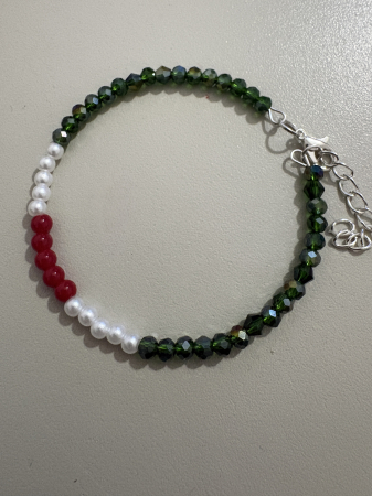 Brățară Mărțișor – Onix Alb, Coral și Cristale Verzi [1]