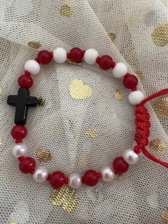 Coral - Brățară coral onix alb cruce