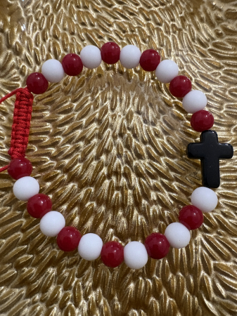 Brățară coral onix alb cruce [2]