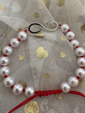 Brățară perle infinit șnur roșu [2]