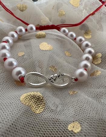 Brățară perle infinit șnur roșu [3]