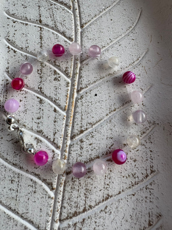 Brățară Plutitoare cu Agat Roz, Citrin, Jad Mov & Cuart Roz – Energie Feminină, Argint 925 [1]