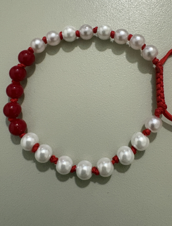 Brățară coral și perle șnur roșu [3]