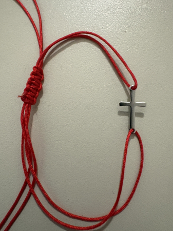 Bratari - Brățară șnur roșu cu cruce argint 925