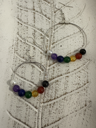 Jad Verde - Cercei 7 chakre cerc mare pietre naturale handmade