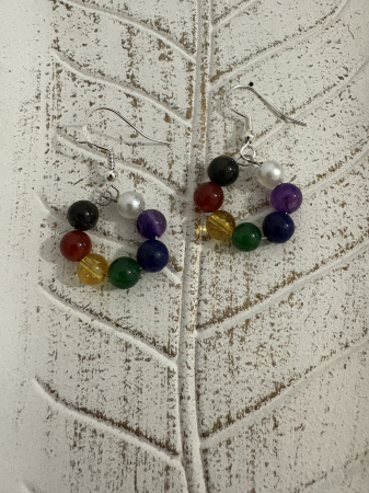 Jad Verde - Cercei 7 chakre cerc plin pietre naturale handmade