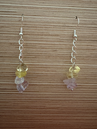 Cercei handmade cu lanț și pietre naturale de ametist și citrin, creați pentru prosperitate, claritate și echilibru energetic. Bijuterie feminină cu vibrație pozitivă. [1]