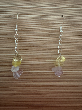 Produse - Cercei handmade cu lanț și pietre naturale de ametist și citrin, creați pentru prosperitate, claritate și echilibru energetic. Bijuterie feminină cu vibrație pozitivă.