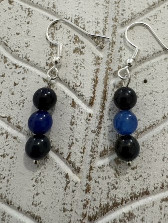 Tortițe tip cârlig (hook) - Cercei Agat albastru