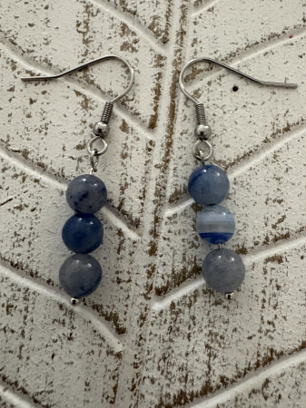 Tortițe tip cârlig (hook) - Cercei Magici Agat Albastru