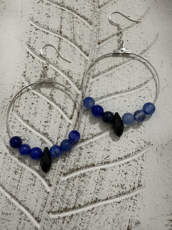 Cercei rotunzi - Cercei Agat Albastru