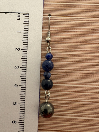 Cercei Agat albastru, Lapis Lazuli si Hematit [1]