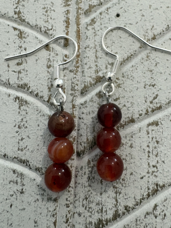 Tortițe tip cârlig (hook) - Cercei Agat Roșu