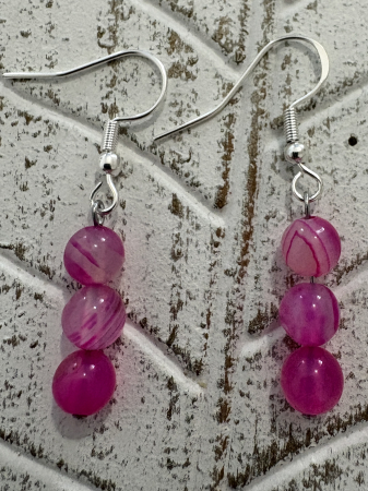 Tortițe tip cârlig (hook) - Cercei magici Agat Roz