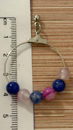 Cercei agat roz cerc mare handmade [2]