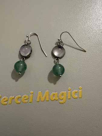 Cuart roz - cercei aventurin cuart roz