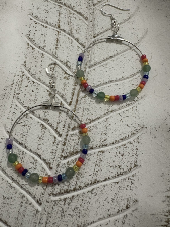 Cercei rotunzi - cercei-aventurin-verde-boho