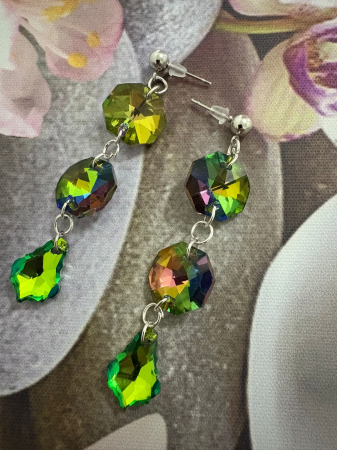 Cercei Șurub - Cercei Cabochon verde si albastru