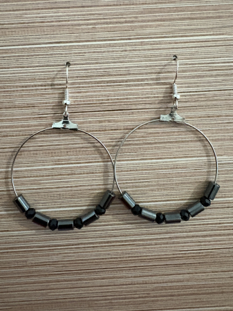 Tortițe tip cârlig (hook) - cercei hematit mari