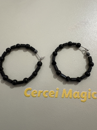 1. Chakra Radacina - Centrul Stabilitatii - Muladhara - cercei cerc onix 4mm