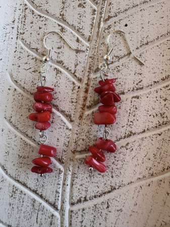 Tortițe tip cârlig (hook) - Carneol Coral Roșu