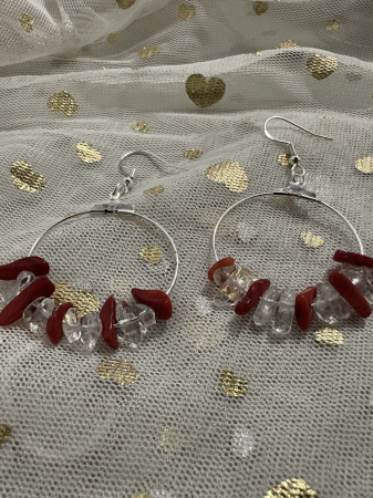 Cercei cerc coral și cuart alb – claritate și protecție [1]