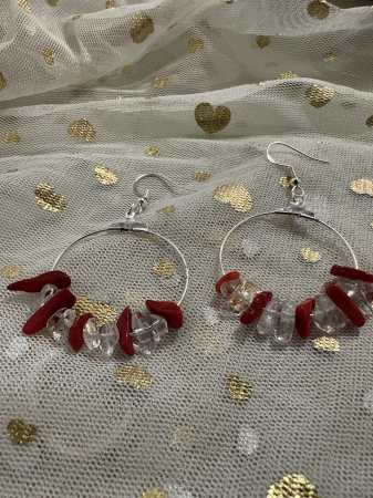 Cercei cerc coral și cuart alb – claritate și protecție [2]