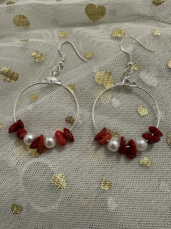 Coral - Cercei cerc coral și perle – simbol al iubirii