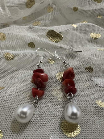 Cercei coral și perle – eleganță naturală [3]