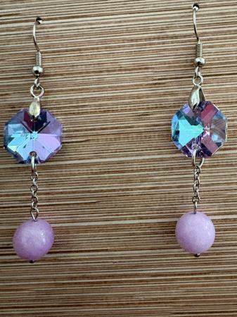 Tortițe tip cârlig (hook) - cercei cristal mov ametist