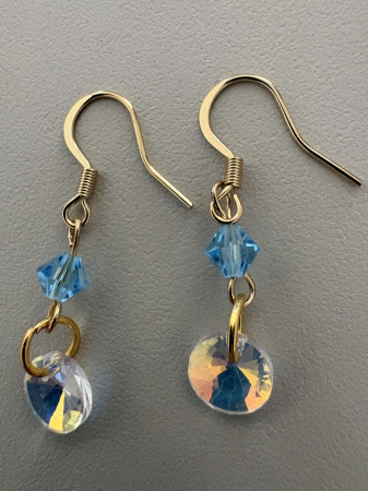 Tortițe tip cârlig (hook) - cercei-cristale-aquamarine-biconice-cm518