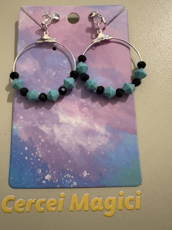 Turcoaz - cercei clips turcoaz preciosa