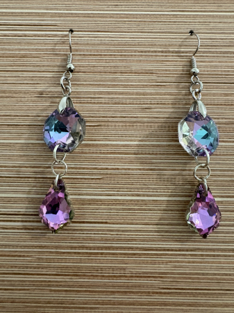 Tortițe tip cârlig (hook) - Cercei cristale mov - eleganță și strălucire