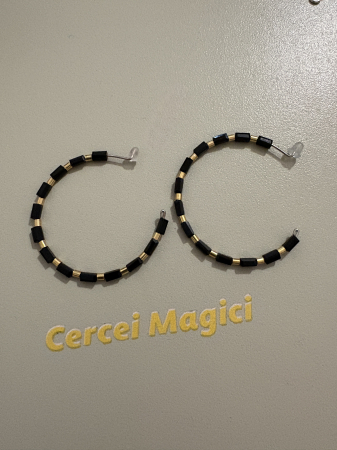 Cercei Argint - cercei cristale negre cerc