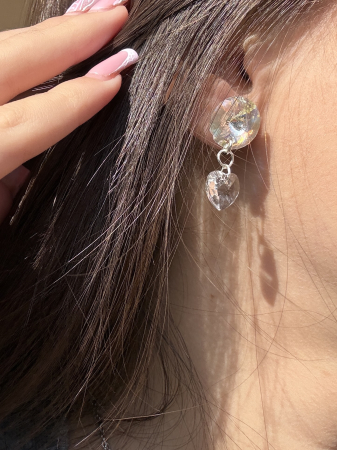 Cercei cu cristale Preciosa și Swarovski – Argint 925 - Cercei Preciosa Crystal inimă