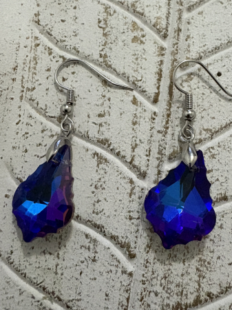 Cercei - Cercei cristal albastru 20 mm handmade