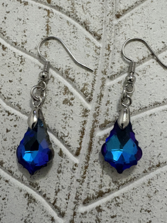 Cercei mici - Cercei cristal albastru-violet handmade