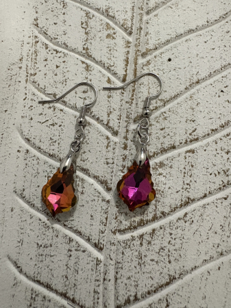 Cercei mici - Cercei cristal fucsia handmade